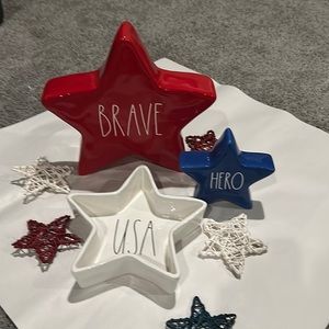 Rae Dunn Red White and Blue Star Decor